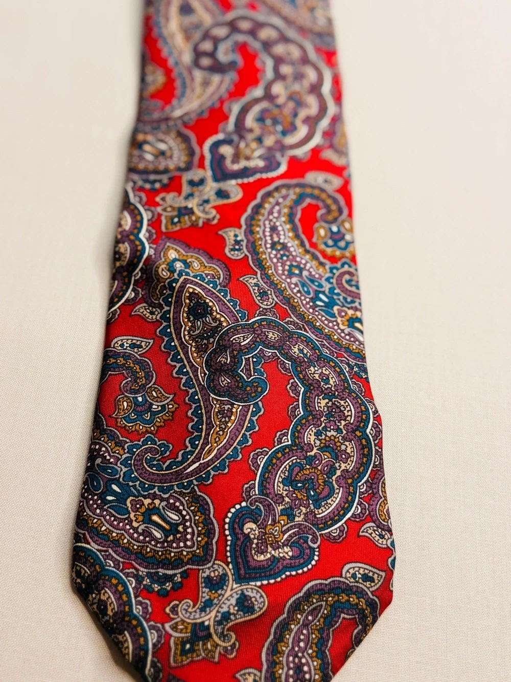 Givenchy Red and Navy Paisley Silk Tie